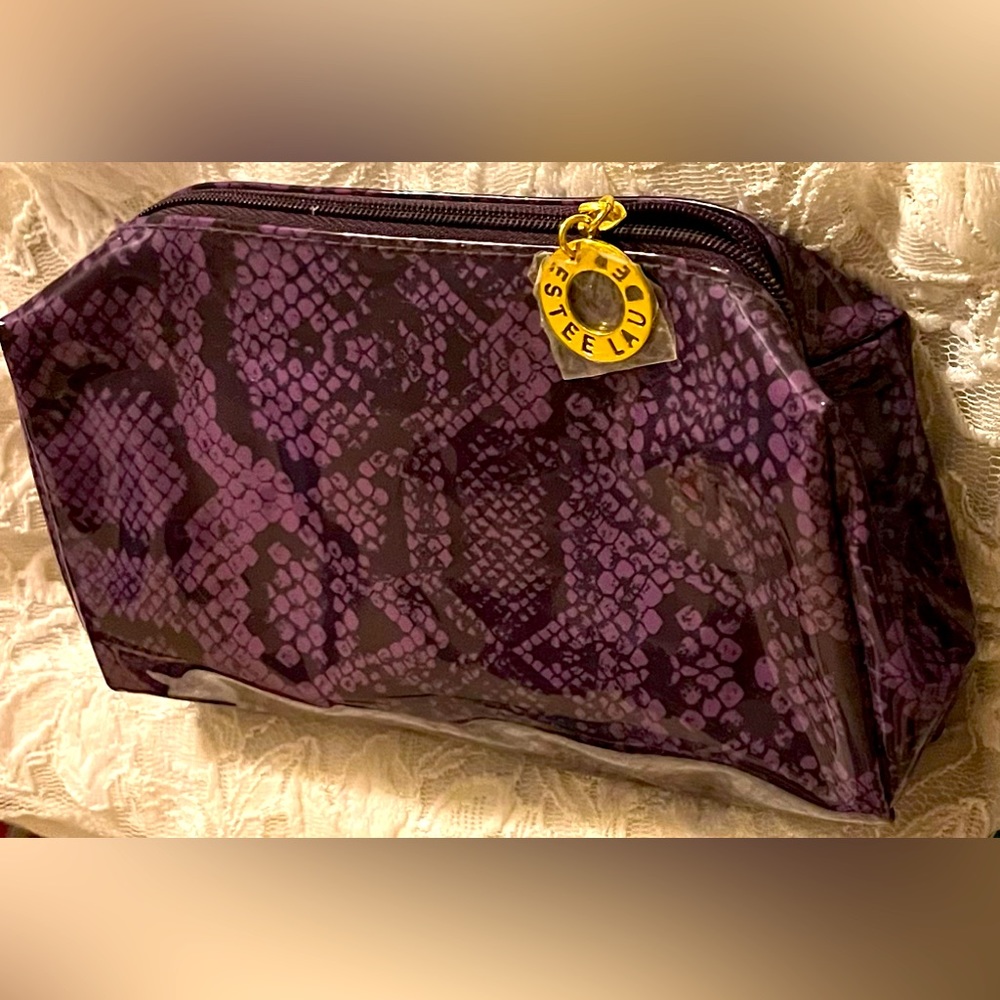 Estée Lauder New Purple and Black Animal Print Makeup Bag